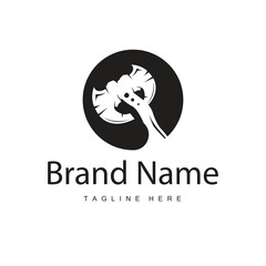 Woodcutter tool axe logo carpentry simple design silhouette illustration template