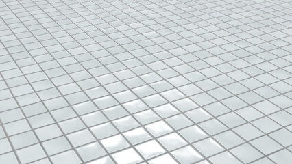 斜めから見た格子状の白いタイルの床1