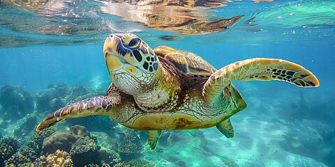 Obraz premium Green sea turtle Reptiles