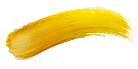 Yellow Paint Stroke on Transparent Background