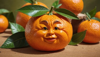 Funny Orange with Human Face.