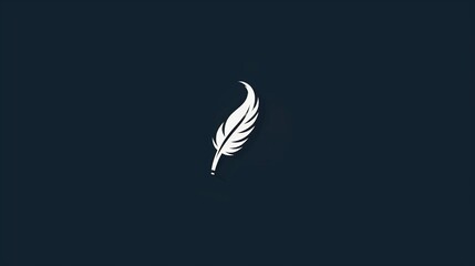 Simple White Feather Logo on a Navy Blue Background