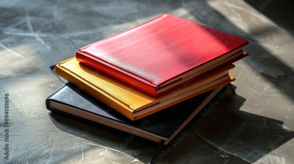 Poster notebooks placed on the table