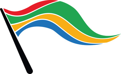 Wavy flag with Olympic Games colors