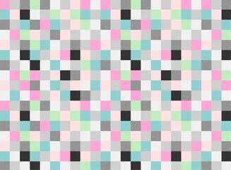 レトロポップでカラフルなピクセルモザイクのシームレスパターン