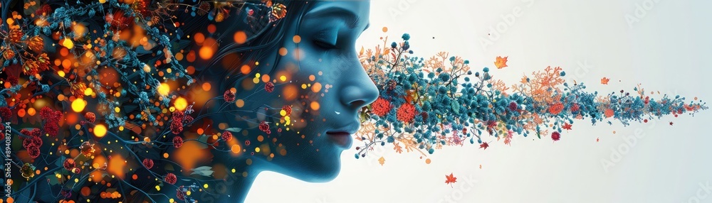 Poster visual representation of various causes of depression, including genetics and environmental factors,