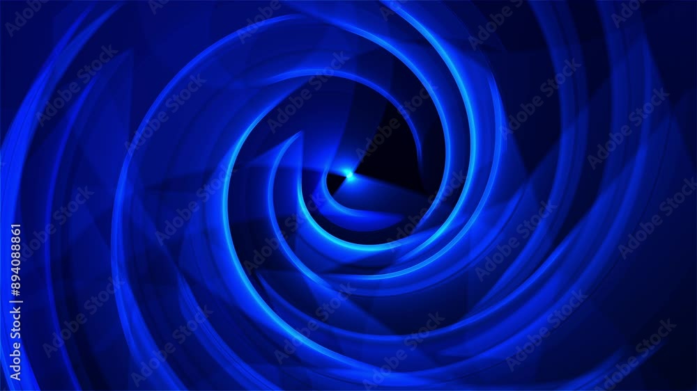 Poster blue glowing gradient lines and shapes rotate and slowly fill the view