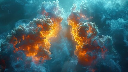 Obraz premium Continuous sickness affecting oxygen intake, medical art piece, visualizing the chronic impact on respiratory health