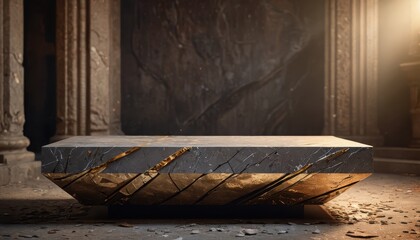 Golden pedestal in an ancient temple.