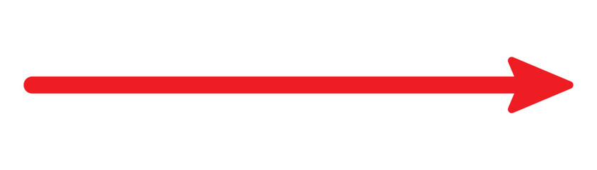 Obraz premium Red long arrow pointing to the right.