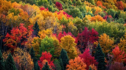Majestic forest with trees displaying a stunning array of fall colors