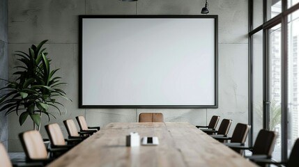 Conference Room with Blank Picture Frame in the Background