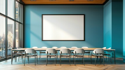 Conference Room with Blank Picture Frame in the Background