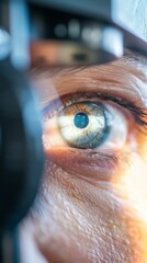 Ophthalmologist using a slit lamp to examine a patients eye, diagnostic tools,