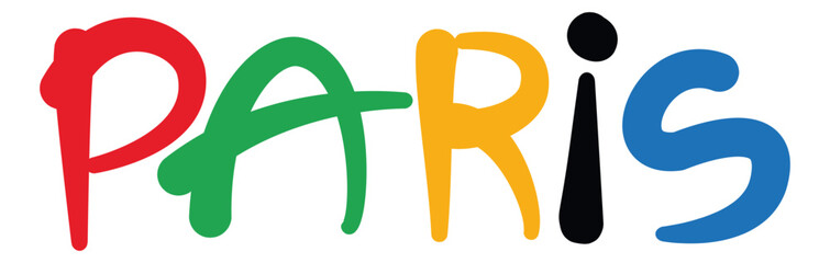 Paris lettering with cartoon style typography