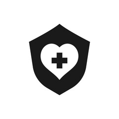 Healthcare protection. Cardio health icon flat style isolated on white background. Vector illustration