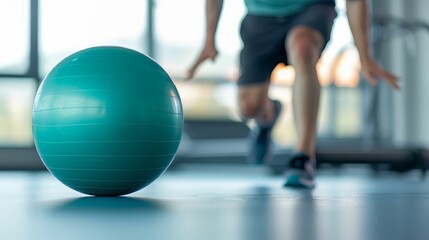 Man performing balance drills with a stability ball, stability,