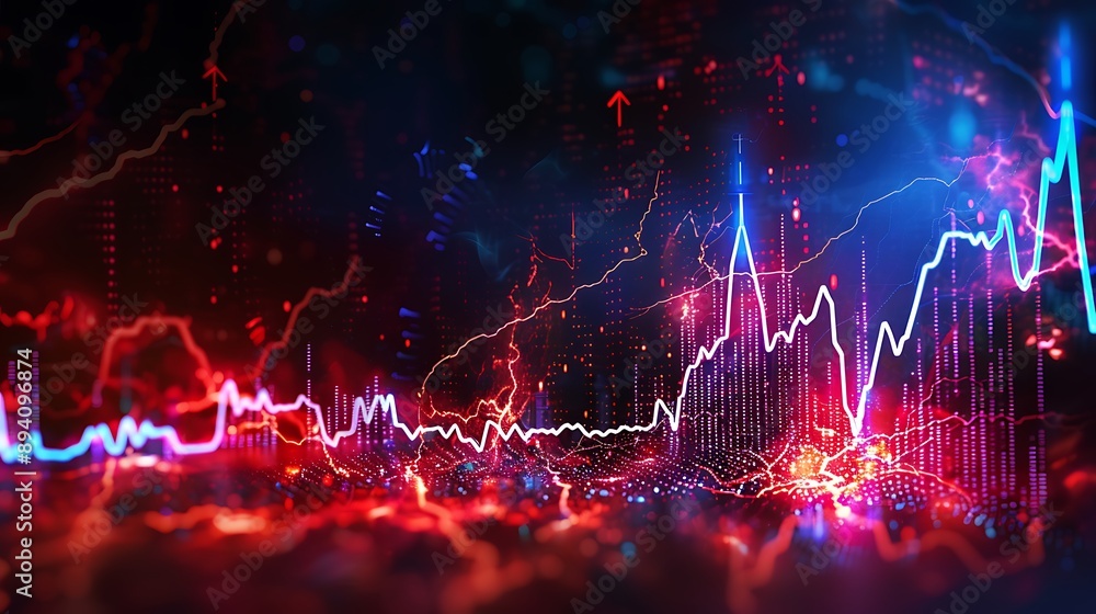 Aufkleber Abstract Financial Chart with Lines and Patterns