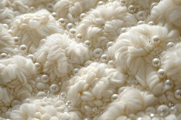 White Fluffy Fabric with Pearl Beads