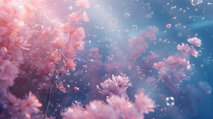 Pink Flowers & Bubbles: Dreamy Nature Wallpaper