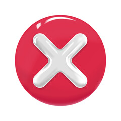 Obraz premium 3D plastic cross on red round background. Prohibition concept, deletion, no, error, failed symbol concept.