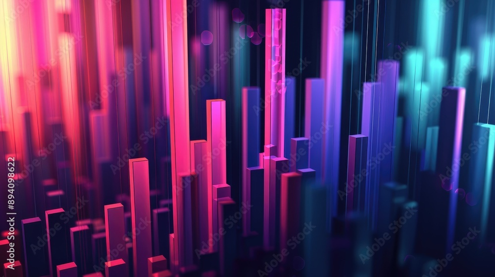 Poster graph background with dynamic bars and depth effect, perfect for showcasing data trends and market a