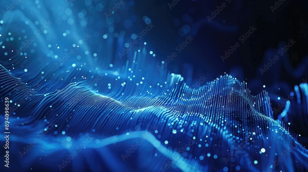 Poster abstract blue graph background with data points and lines, perfect for business presentations and fi