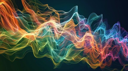 Obraz premium abstract visualization of the stock market's emotional impact, with waves of color changing based on real-time market sentiments