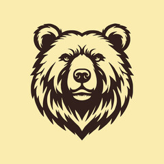 Bear head illustration, logo. Vector drawing of bear