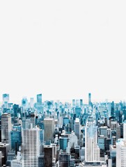 Obraz premium Tranquil Minimalist Cityscape in Light Gray and Blue Watercolor on White Background
