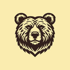 Bear head illustration, logo. Vector drawing of bear