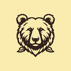 Bear head illustration, logo. Vector drawing of bear