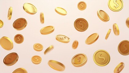 Obraz premium 3d rendering of gold coins falling on white background