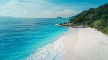 Obraz premium Beach, clean white sand and blue water.