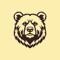 Bear head illustration, logo. Vector drawing of bear