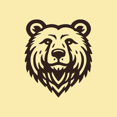 Bear head illustration, logo. Vector drawing of bear