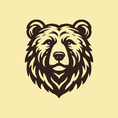 Bear head illustration, logo. Vector drawing of bear
