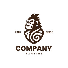 Tiki Gorilla Head and Body Logo Vector