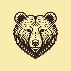 Bear head illustration, logo. Vector drawing of bear
