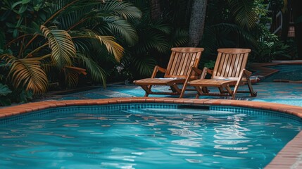 Fototapeta premium Poolside relaxation during summer vacation