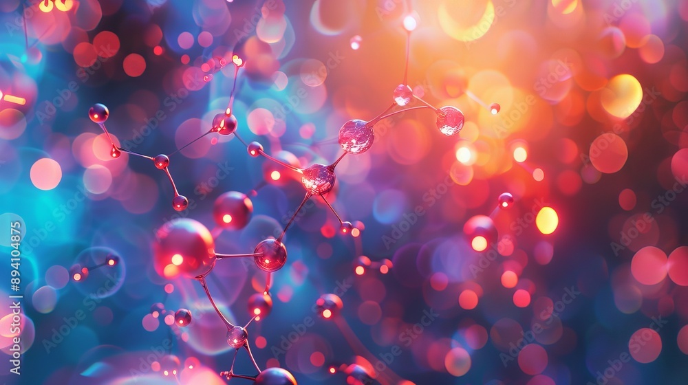 Sticker abstract background featuring atom or molecule structure with scientific and medical themes - ideal 