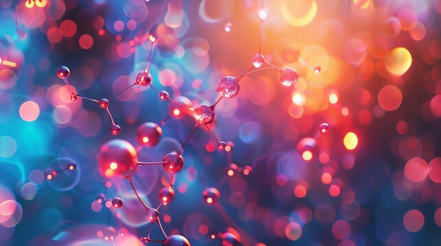 Abstract background featuring atom or molecule structure with scientific and medical themes - ideal for research, technology, and healthcare concepts