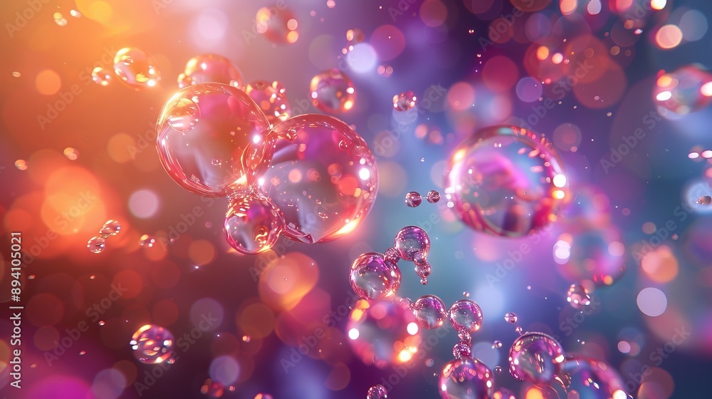 Poster abstract background featuring atom or molecule structure with scientific and medical themes - ideal 