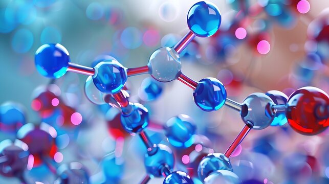 Futuristic science background with abstract molecular structure, digital grid, and binary code, ideal for business technology, innovation, and scientific research concepts