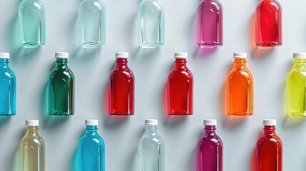 Abstract medicine bottles arranged in a geometric pattern