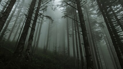 Naklejka premium Misty Morning in an Enchanted Forest