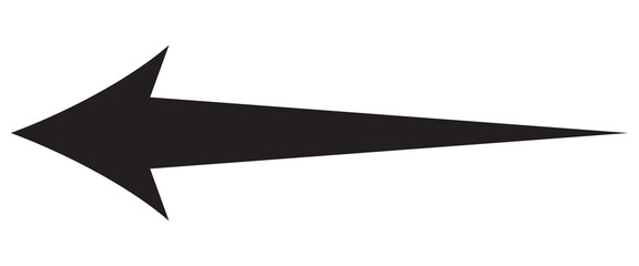 Black large forward or left pointing solid long arrow icon sketched as vector symbol. Long arrow icon. Vector trendy black long arrow right to left in flat style.
