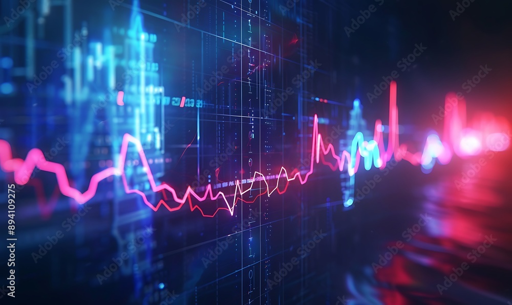 Poster abstract stock market data visualization