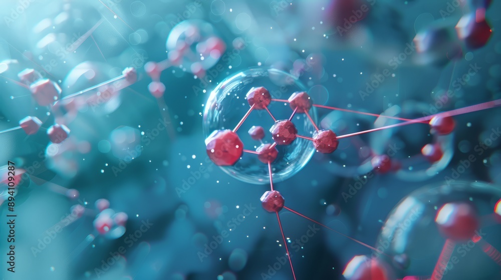 Canvas Prints abstract molecular structure background with connected atoms, medical and scientific research concep