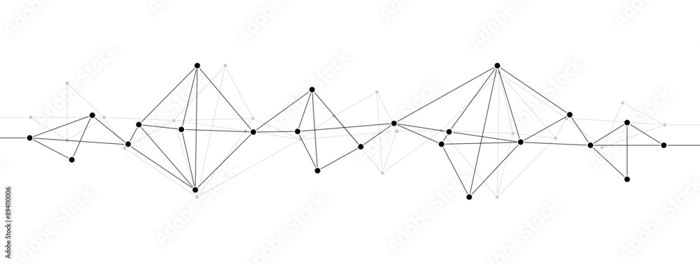Poster Polygonal network connect lines and dots background template. Technology data transfer server global system graphic vector.	
